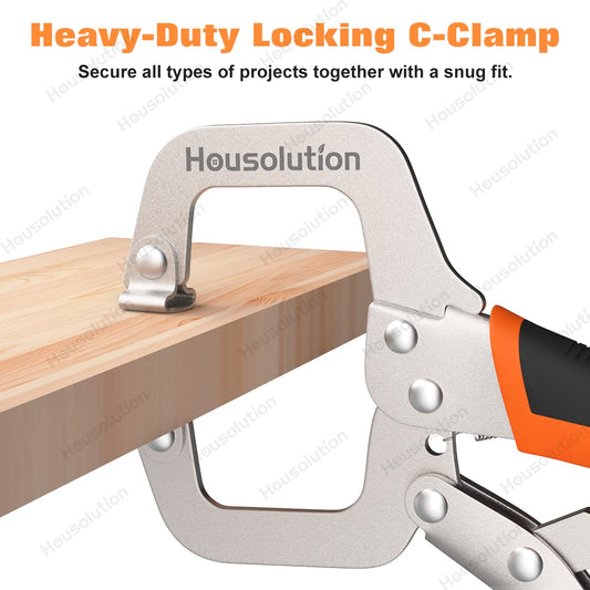 Housolution C-Clamp Set, 3 Pieces Non-Slip Quick Release Clamp Pliers Heavy Duty Vise C Clamp with Swivel Pads Swivel Screws for Cabinets Welding Fast Easy Assembly, Black