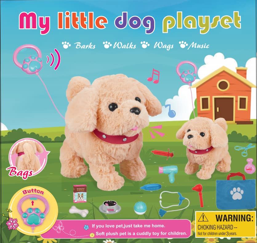 HULASO Toy Dog Kids Pet Dog Toy Girls Boys Interactive Plush Toy with Walking, Barking, Tail Wagging, Singing, and Repeat What You Say Function