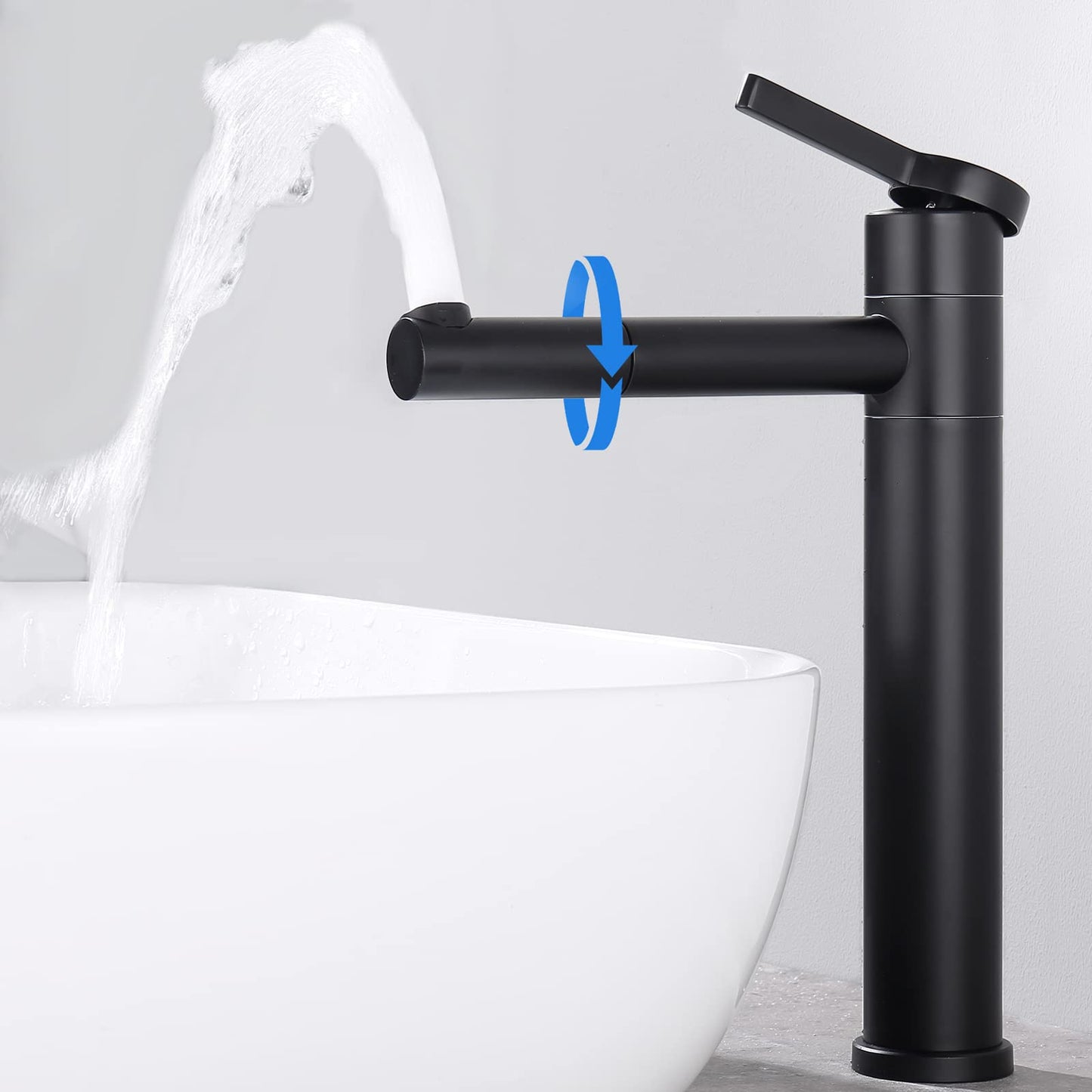 HOMELODY Black Bathroom Faucet High 360° Rotation Mixer Tap Sink Faucet Stainless Steel Water Tap Bath
