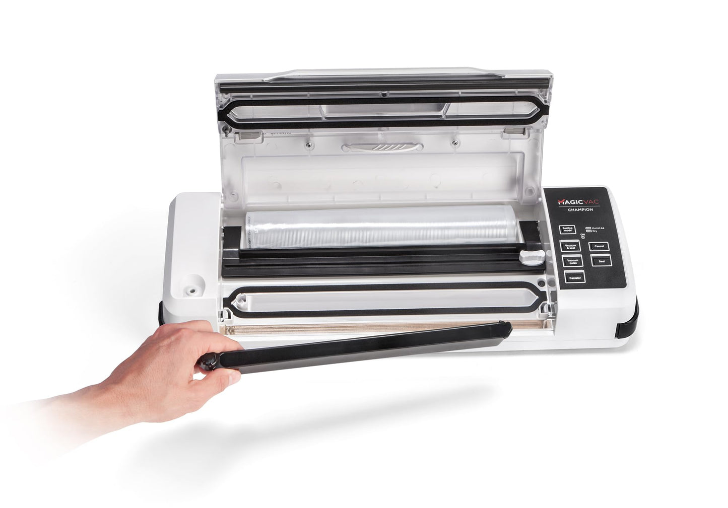 Magic Vac, Champion, Professional multifunctional food vacuum machine, for vacuum bags and cooking, with high-performance motor and food vacuum kit, Patented, Made in Italy.