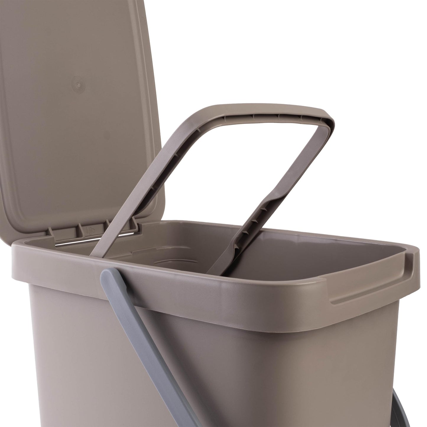 KADAX waste bin with lid and handle, plastic trash can for sorting waste, rectangular garbage collector with hinged lid (brown, 20L)