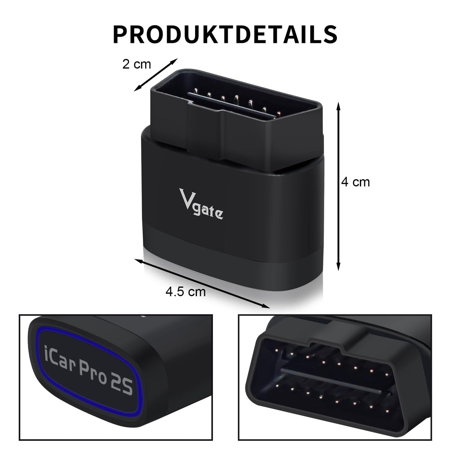 Vgate iCar Pro 2S Bluetooth OBD2 Diagnostic Tool for iOS, Android & Windows. Supports Electric and Hybrid Vehicles. Auto Scan Tool.