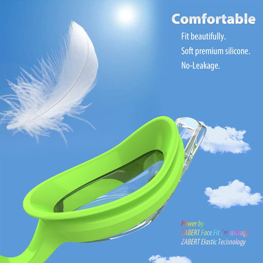 ZABERT Children's Swim Goggles, Swim Goggles Chlorine Goggles for Teens Kids Child Junior Boys Girls 2 3 4 5 6 7 8 9 10 Years Blue Turquoise Black Green