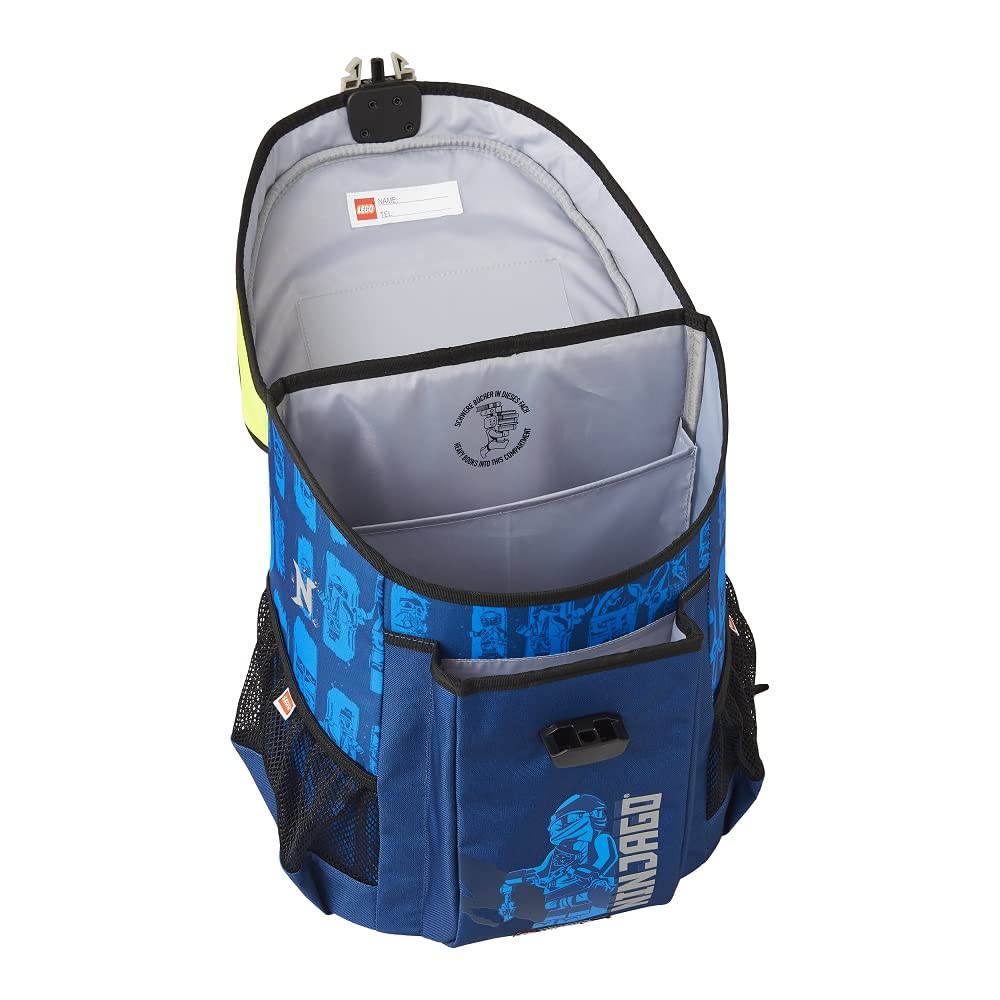 Familando Lego Ninjago backpack set 5 pieces. Easy school bag Jay with filled pencil case, gym bag, rain cover, and large sports bag Blue Ninja Jay.
