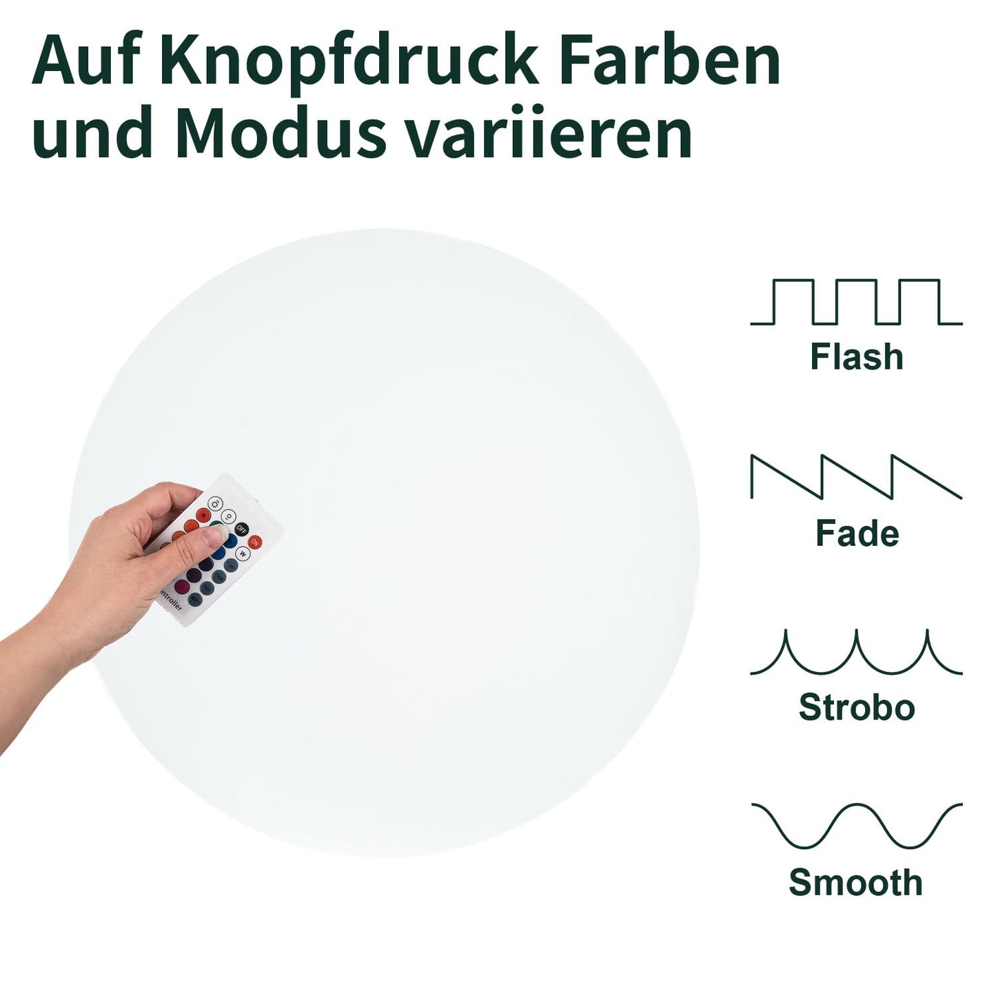 VERDOBA LED ball light with battery - waterproof LED light ball with color change and USB-C connection - dimmable LED ball for outdoor & indoor - 40 cm large ball lamp with protection class IP67