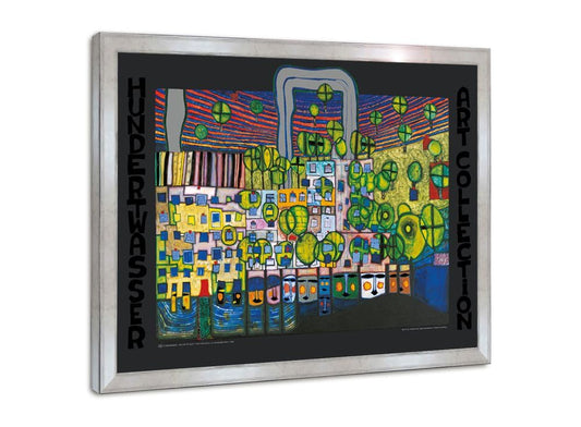 artissimo, Premium art print framed, 72x53cm, AG4690, Friedensreich Hundertwasser: Löwengasse - The Third Skin, picture with frame, wall art, poster, wall decoration