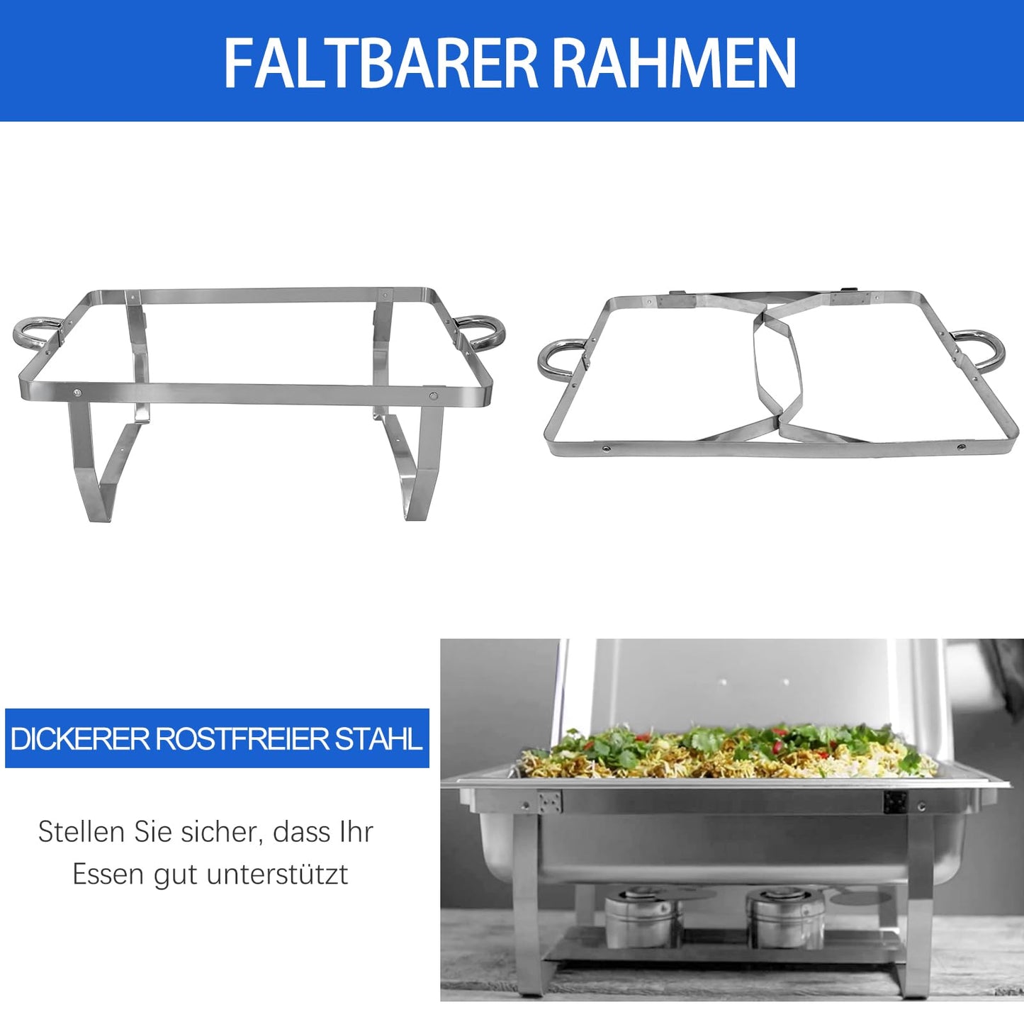 Jacgood Chafing Dish Pro Set Toulouse, Stainless Steel Buffet Warmer, Food Warmer, Rechaud, Chafing Dishes for Catering, Buffet, and Party (2 Pack)