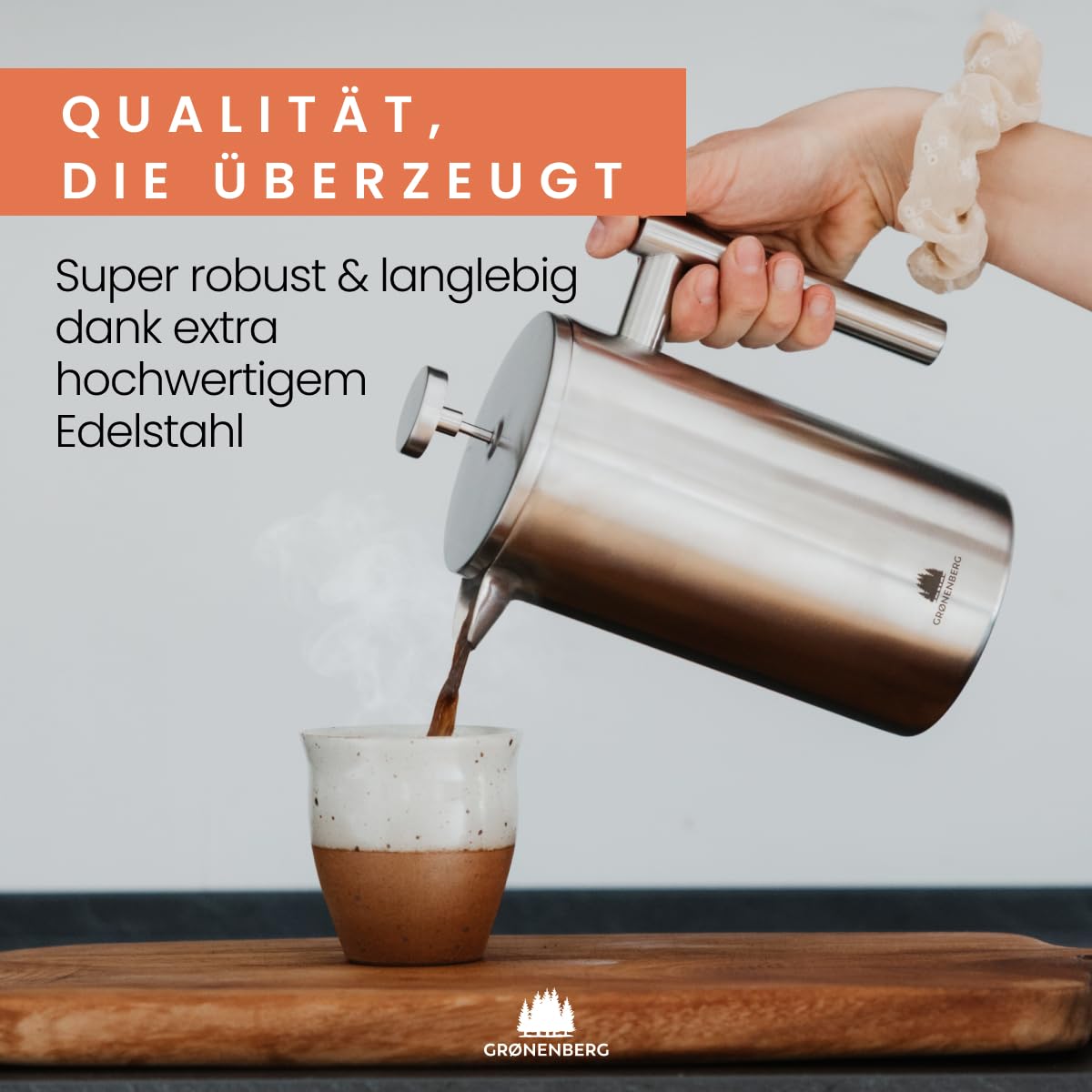 Groenenberg French Press I High-quality French Press with thermal function I Coffee maker available in different sizes 300ml to 1 liter