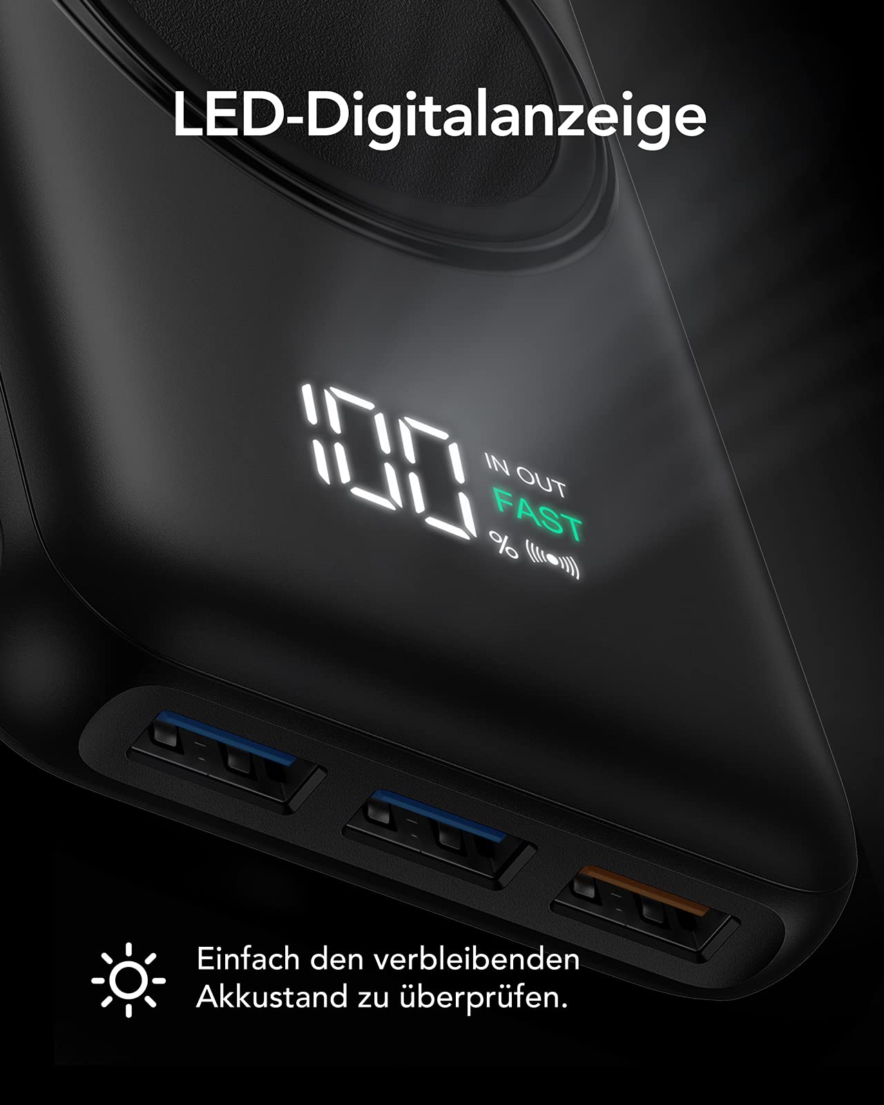 Charmast Power Bank, Wireless Powerbank 20000mAh, Inductive Charging Wireless Charger, 22.5W PD/QC 3.0 External Mobile Battery with LED Display Compatible with iPhone 16 15 14 13 12 Pro Max Samsung Huawei