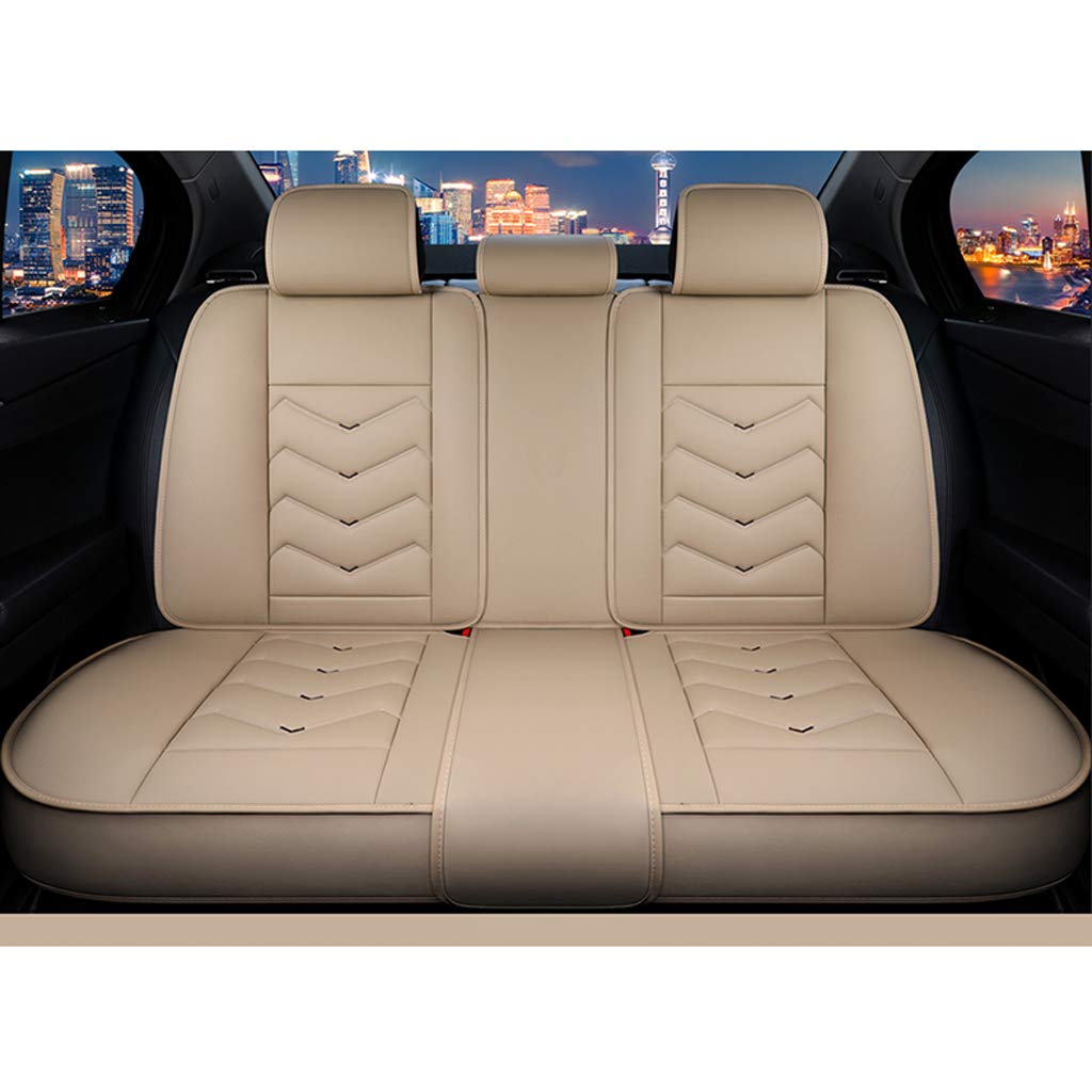 JDWBT Car Seat Covers Set Leather, Car Seat Protector Set Universal, Car Seat Covers Complete Set 5-Seats, Seat Covers Car-Beige (beige)