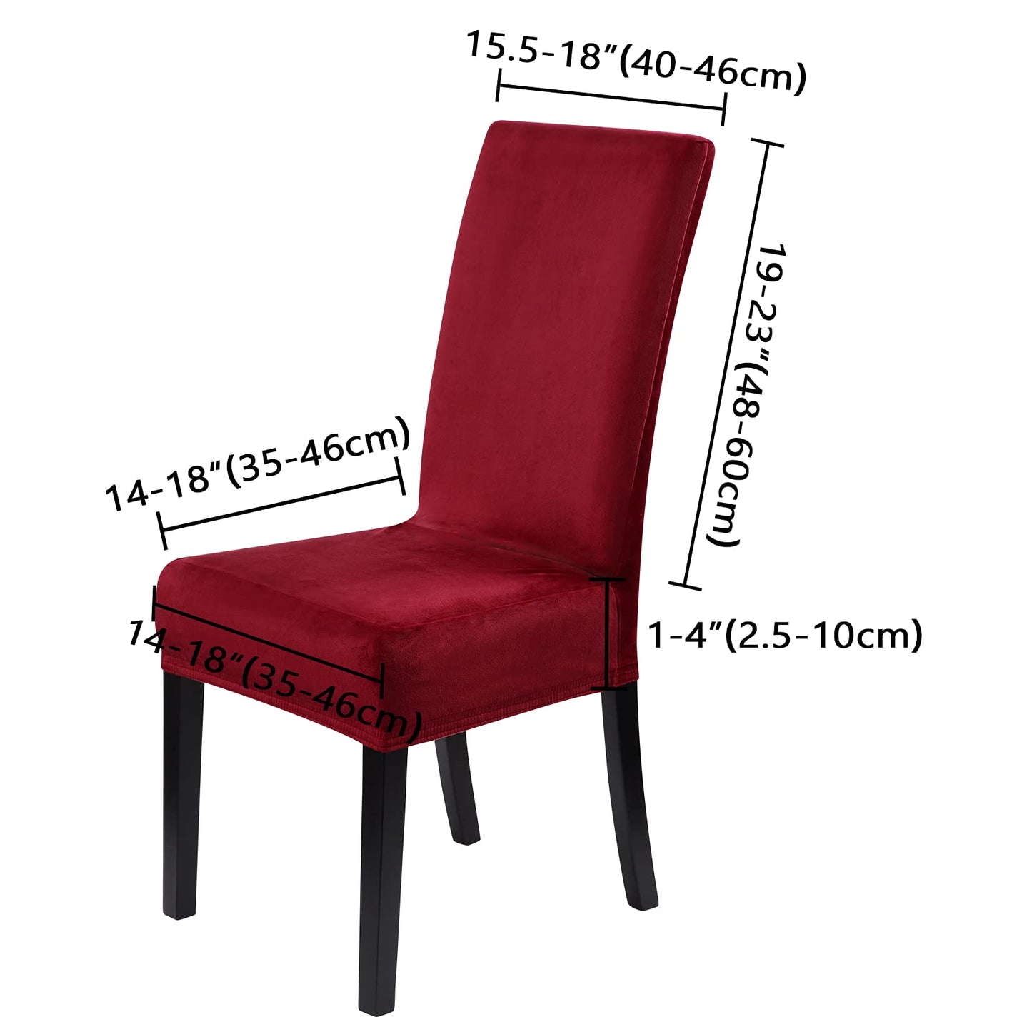 LinTimes Velvet Dining Chair Covers Stretch Chair Covers for Dining Room Velvet Chair Protection Covers Slipcover for Hotel Ceremony, Thick, Soft, Modern Style, 4-Pack Peacock Burgundy