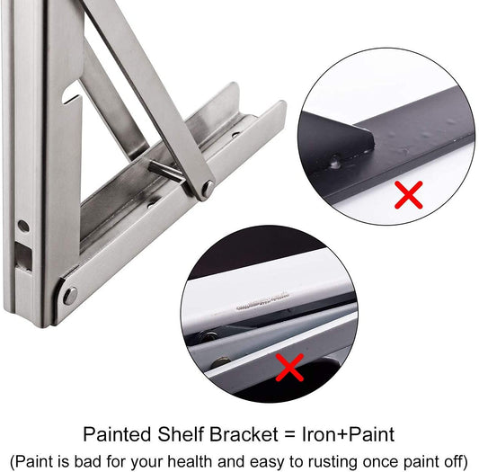 YUMORE Folding Bracket Heavy Duty 500mm, Stainless Steel Shelf Brackets Max Load 330 lbs Wall Mounted Floating Table Brackets Triangle Supports for DIY Workbench Space Saving, 2-Pack