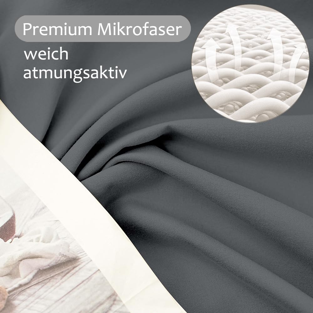 AYSW Bedding Brushed Microfiber 1 Duvet Cover 200x200cm + 2 Pillowcases 80x80cm with Zipper Gray