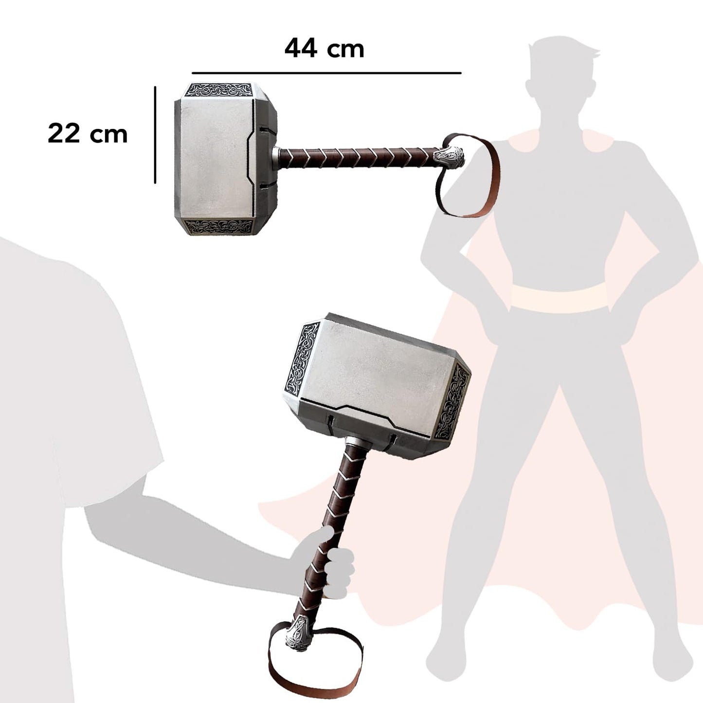 Large Thor's Hammer made of foam and PU resin | Ultra-realistic movie prop for kids and adults | Premium quality | Cosplay | Marvel | Halloween costume accessory | OriginalCup®