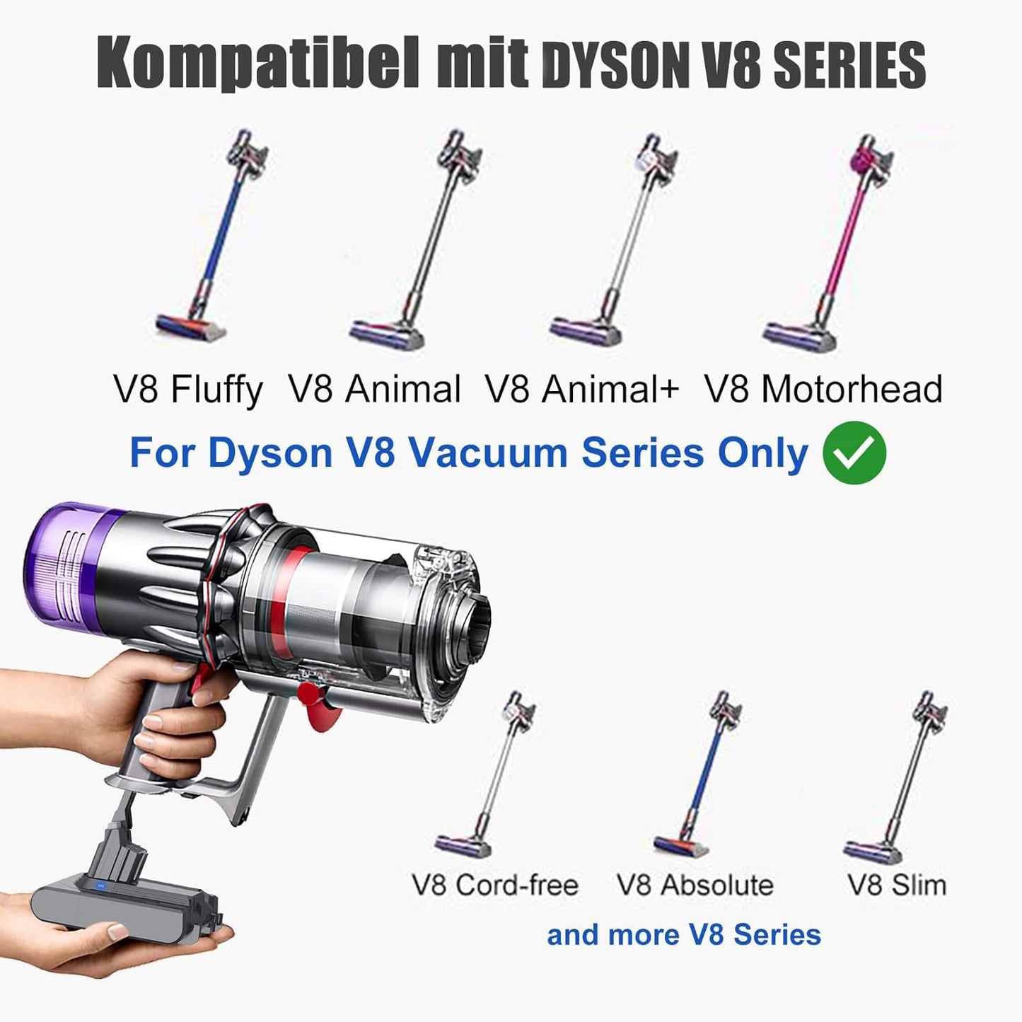6000mAh/6.0Ah battery for Dyson V8 Dyson SV10 V8 Absolute Animal Motorhead Fluffy Animal Exclusive Cordless Vacuum Handheld Cleaner