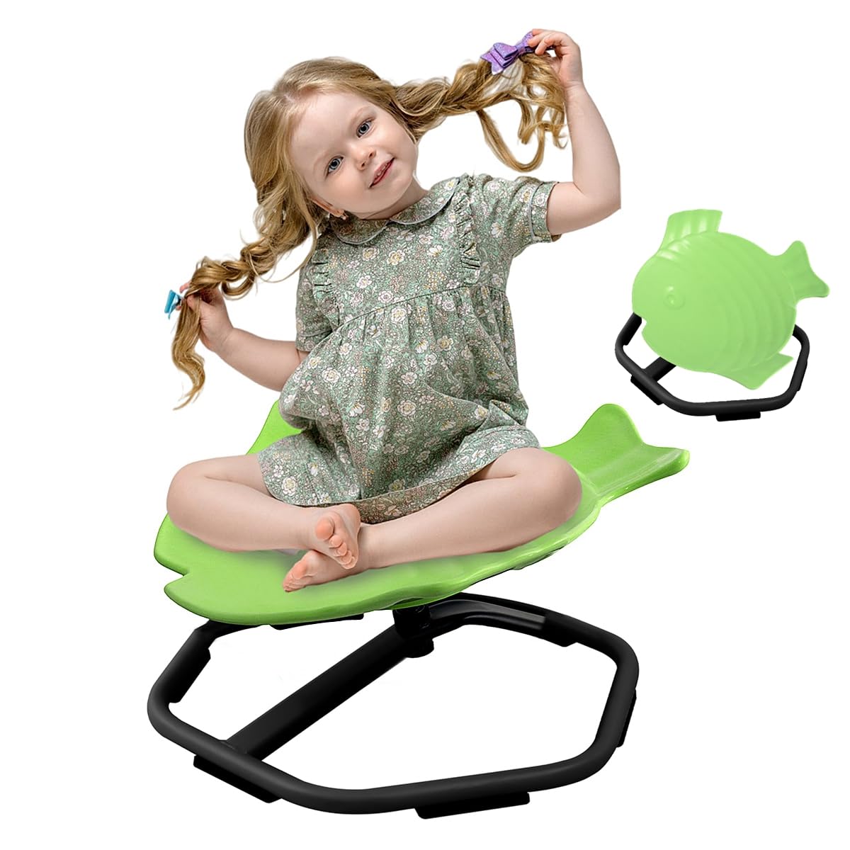 E-Solem Carousel Kids Balance Toy, Sensorial Toy Rotating Chair for Kids, Balance Physiotherapy Equipment, Training Body Coordination, Science Balance Toy (Green)
