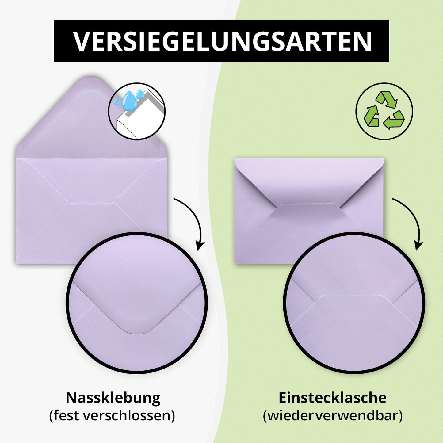 75 purple envelopes - 80 gsm - envelopes in DIN B6 format 12.5 x 17.6 cm - self-sealing without window