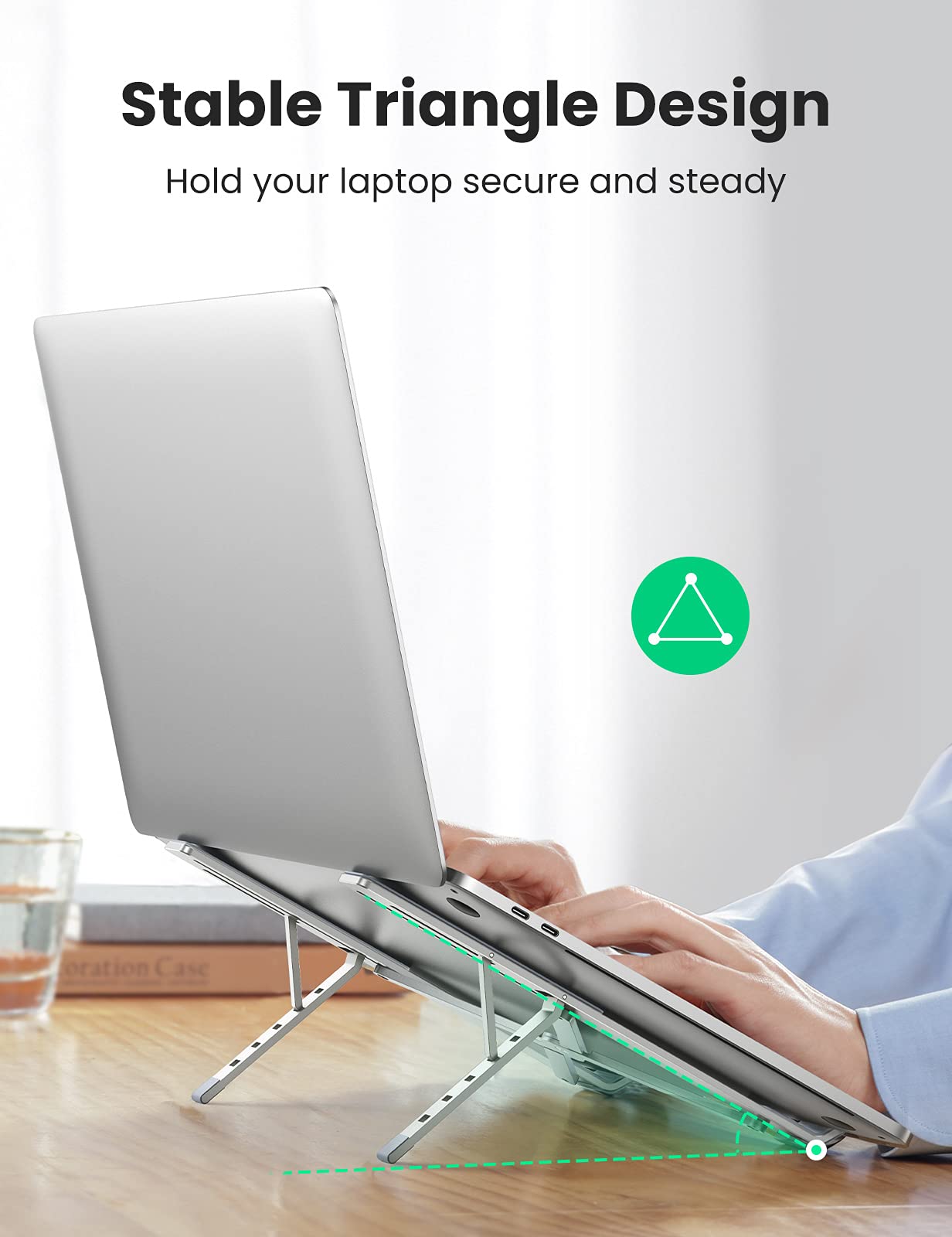 UGREEN Aluminum Laptop Stand Adjustable Height 5 Levels Laptop Holder Foldable Notebook Stand Ventilated Ergonomic Compatible with MacBook Air Pro Asus Acer HP Dell 17.3 Inch