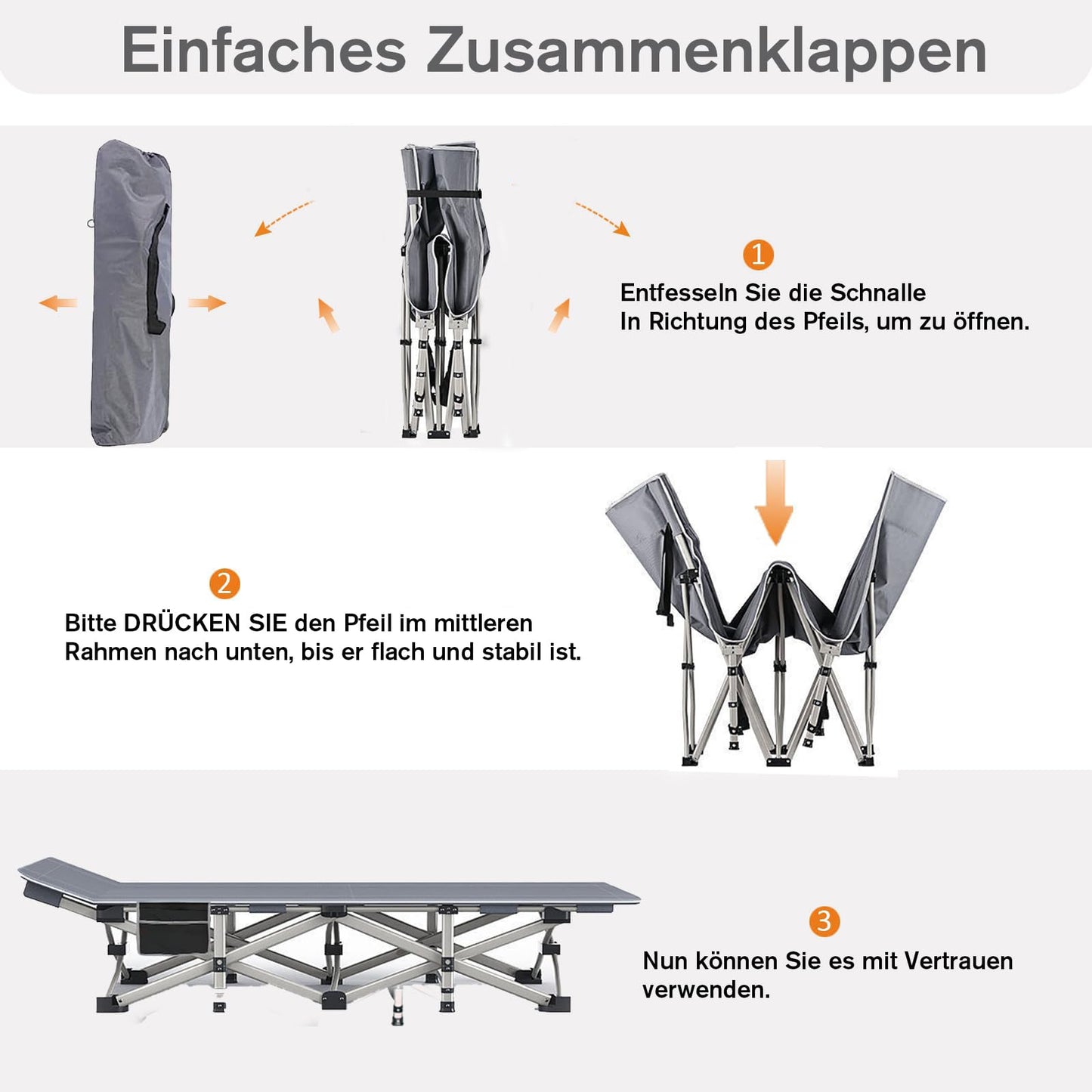 Folding cot Heavy Duty Camping Cot 362KG Capacity, Portable Travel Camping Bed made of double-layered Oxford Fabric for Indoor and Outdoor, Home, Patio, and Garden (2 pieces)