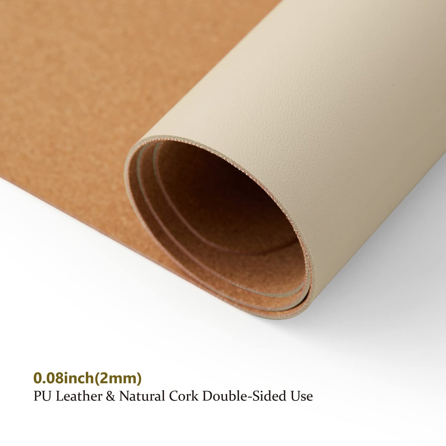 Cork Desk Pad - Double-sided desk pad for office and home - As a large mouse pad and desk mat on desks (Apricot, 120cmx43cm)