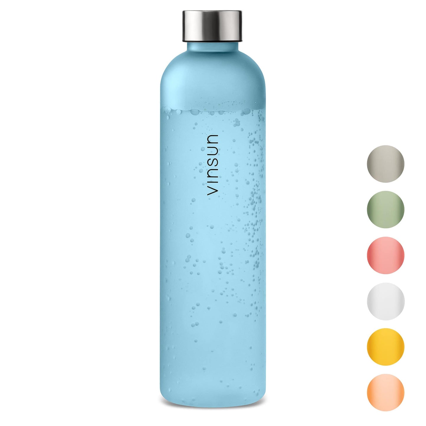 VINSUN 1l blue reusable sustainable bottle, suitable for carbonation, BPA-free, Tritan - sports bottle for outdoor, school, university, bike, office, gym.