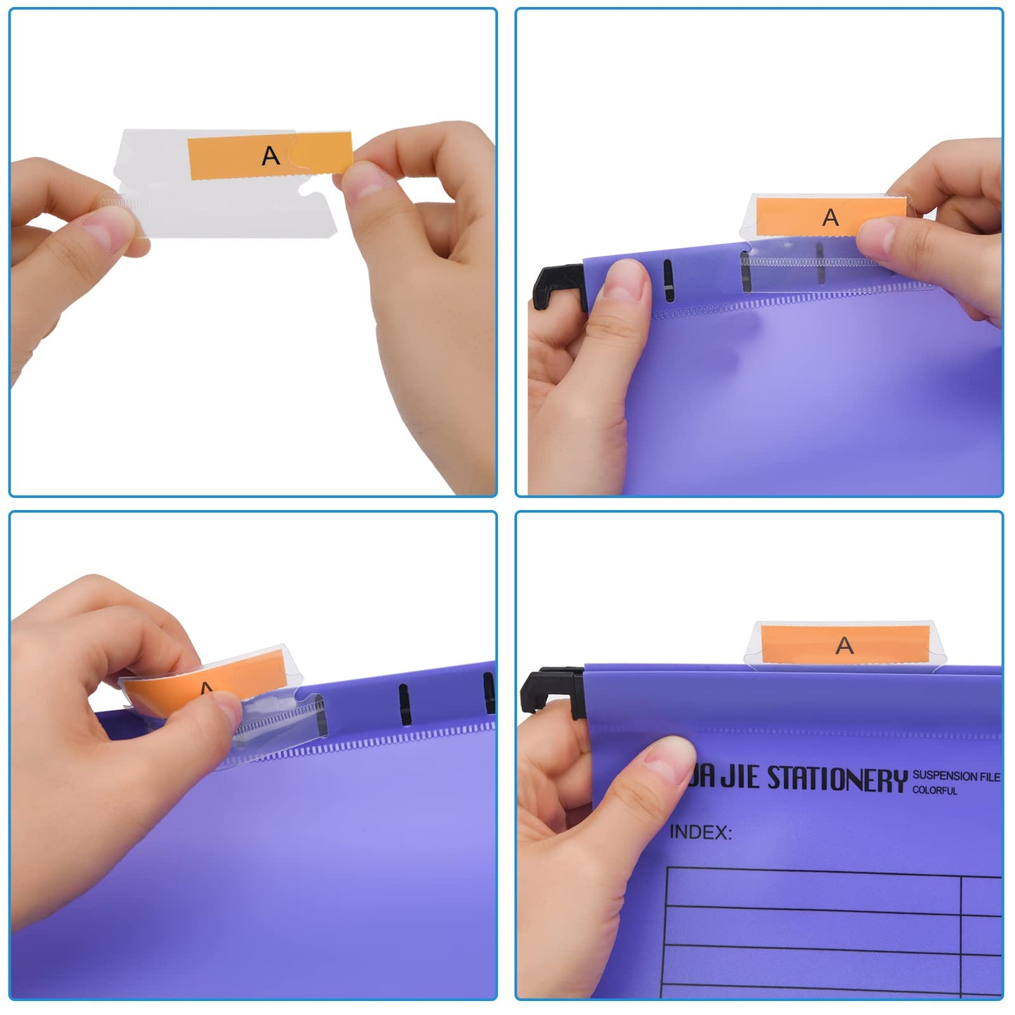 MerryNine A4 hanging file folders made of polypropylene, with tabs and card inserts, for school, home, work, office, organization (1, purple)