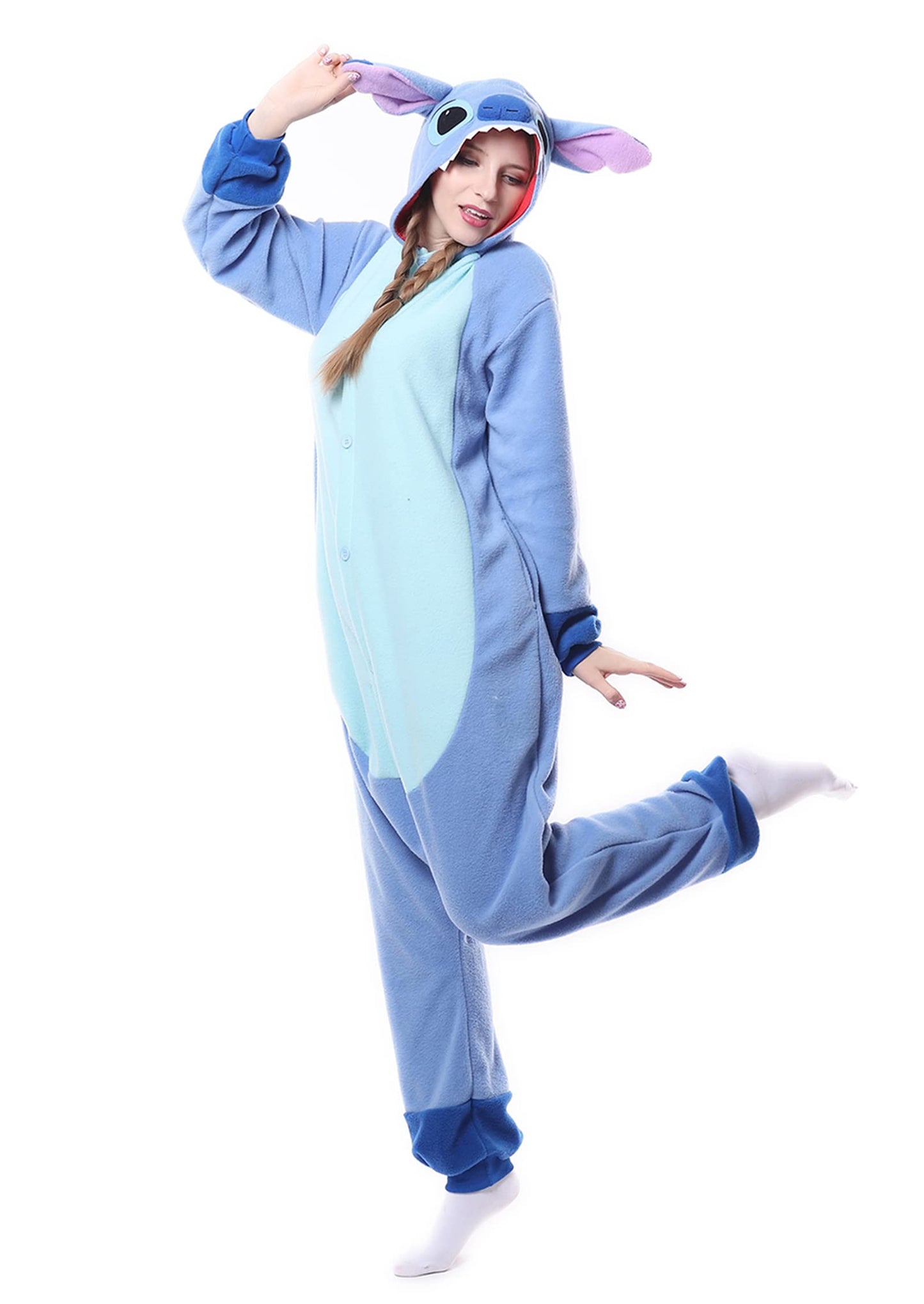 RANSUU Stitch Onesie Costume Relaxo Jumpsuit Adult Pajamas Women Men Animal Onesie Christmas Carnival Halloween Blue S