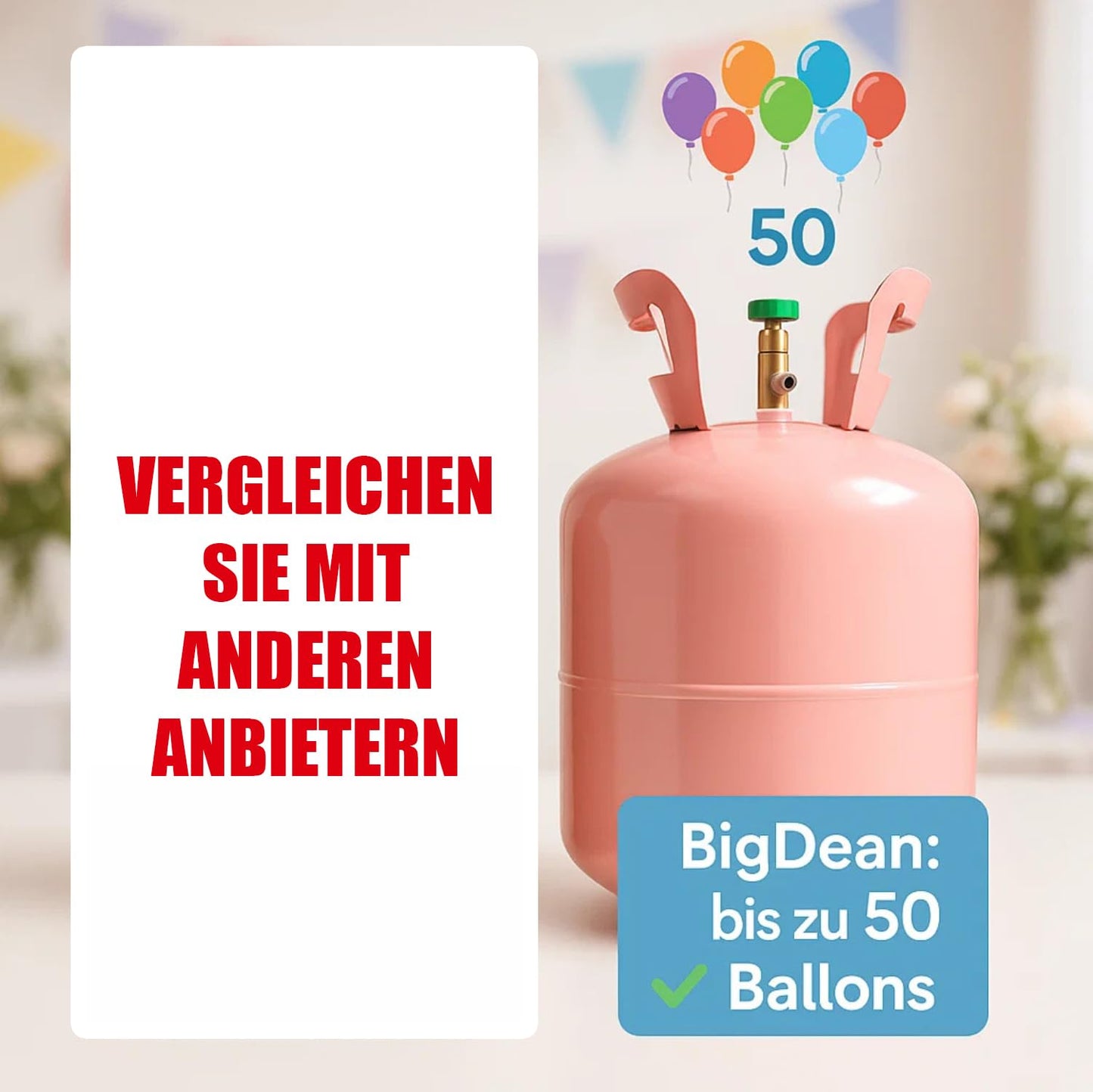 Balloon gas - Helium Balloon Gas for up to 50 balloons - Helium Gas Tank XXL