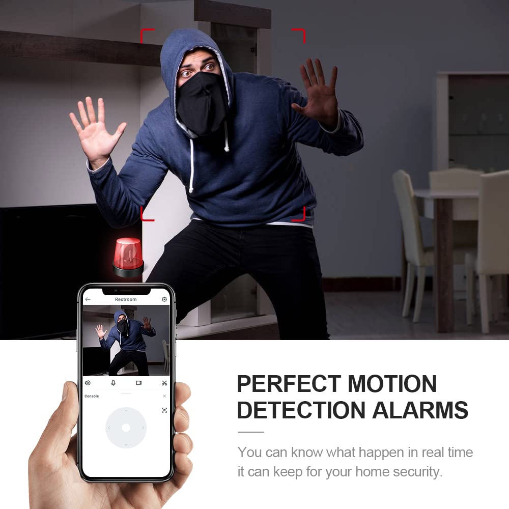 AOBOCAM Mini Camera, 1080P HD WiFi Indoor Surveillance Camera for Live Streaming on Mobile App, Night Vision Camera with Motion Detection/Long Battery Life/Cloud Storage (-3)