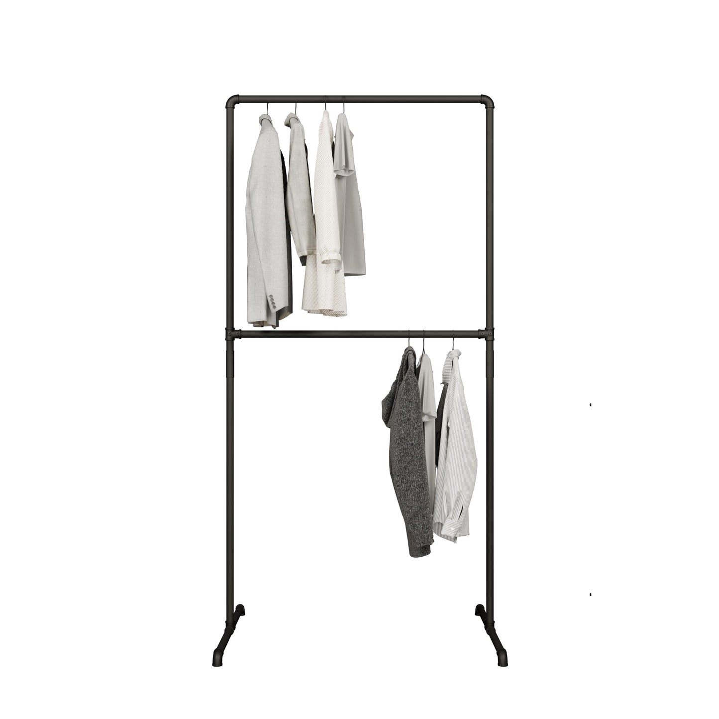 pamo clothes rack freestanding 60 kg load capacity - open wardrobe industrial black made of metal water pipes