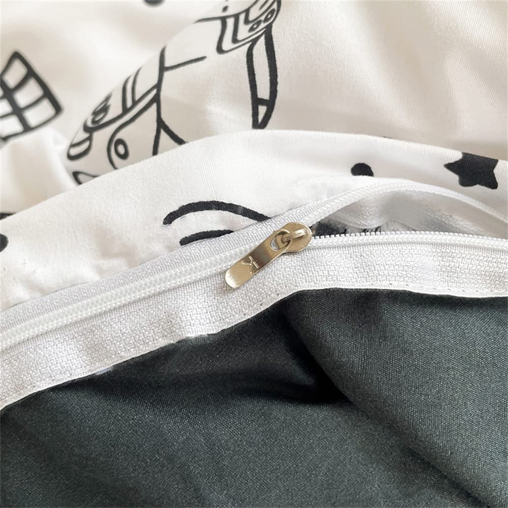 Koudi bedding for children 100x135 Space kids bedding boys White Black Rocket Stars Planets Astronaut Universe Pattern Duvet cover Zipper with pillowcase 40x60cm