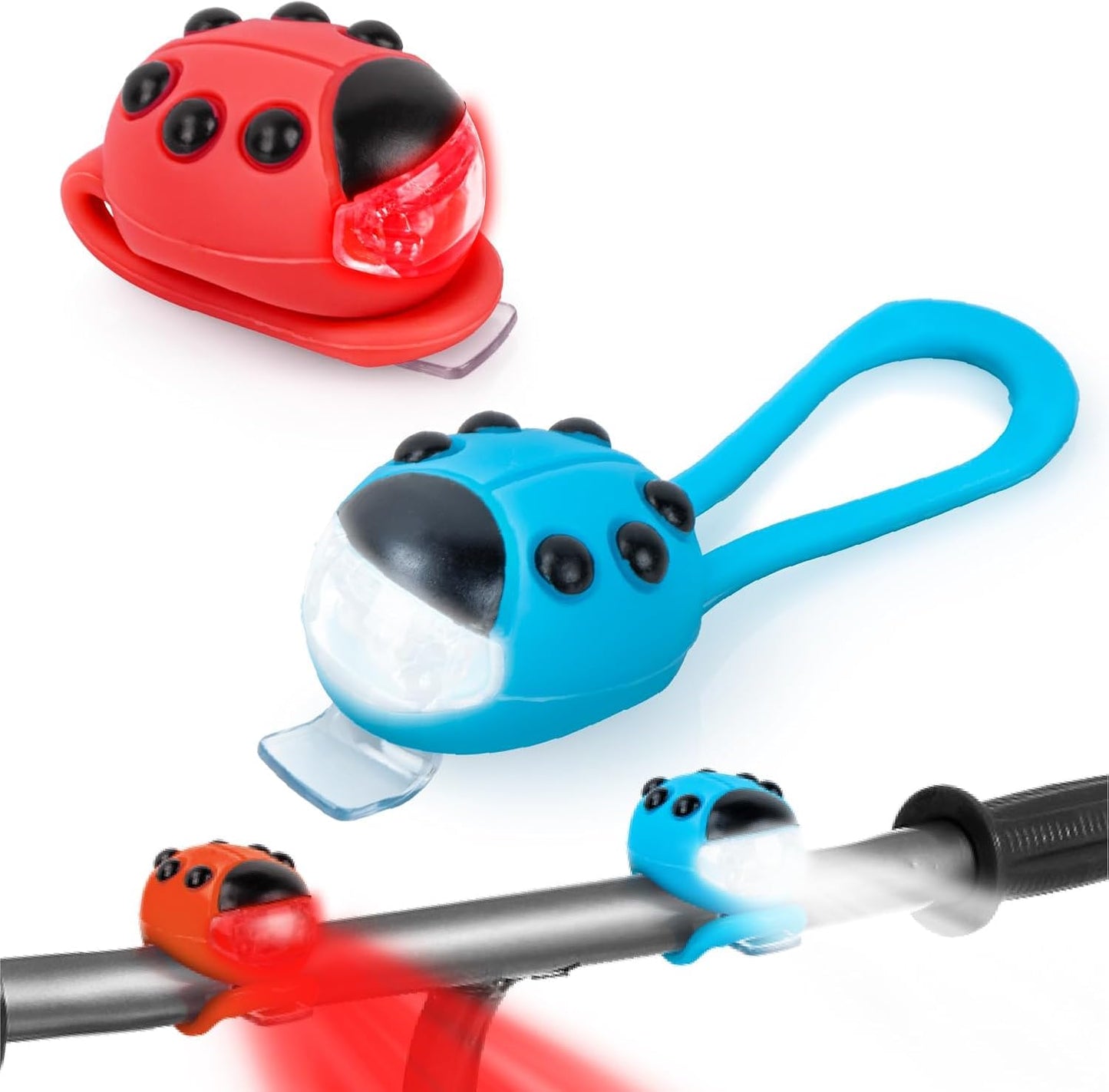 Gofimyee 2 Pack Kids Scooter Light, IPX5 waterproof with 3 light modes for added safety on children's scooters, hiking poles, or backpacks.