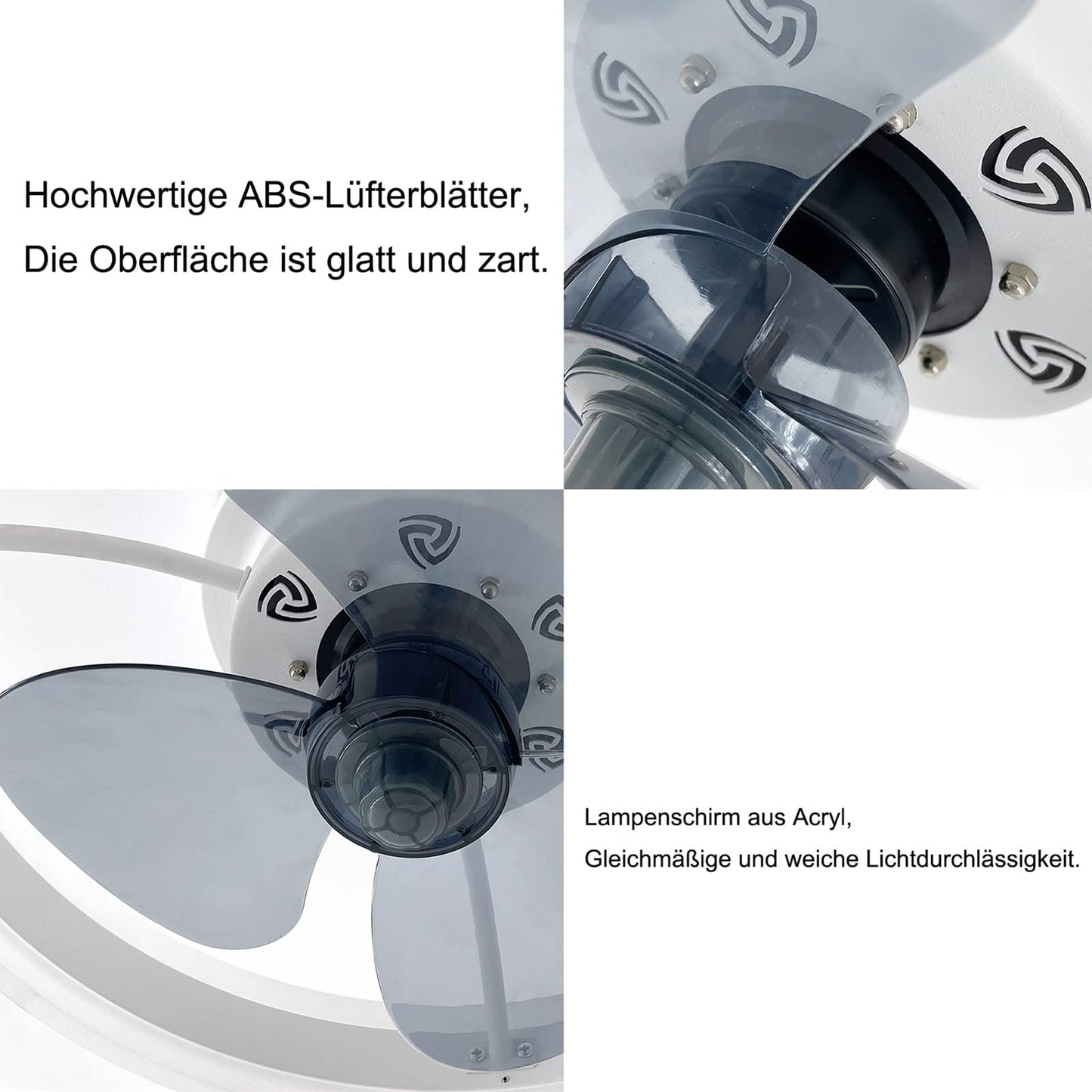 Wildcat ceiling fan with lighting, LED ceiling light with fan 48W ceiling lamp, 3 color temperatures (3000-6500K) & 6 fan speeds, Quiet ceiling fan light...