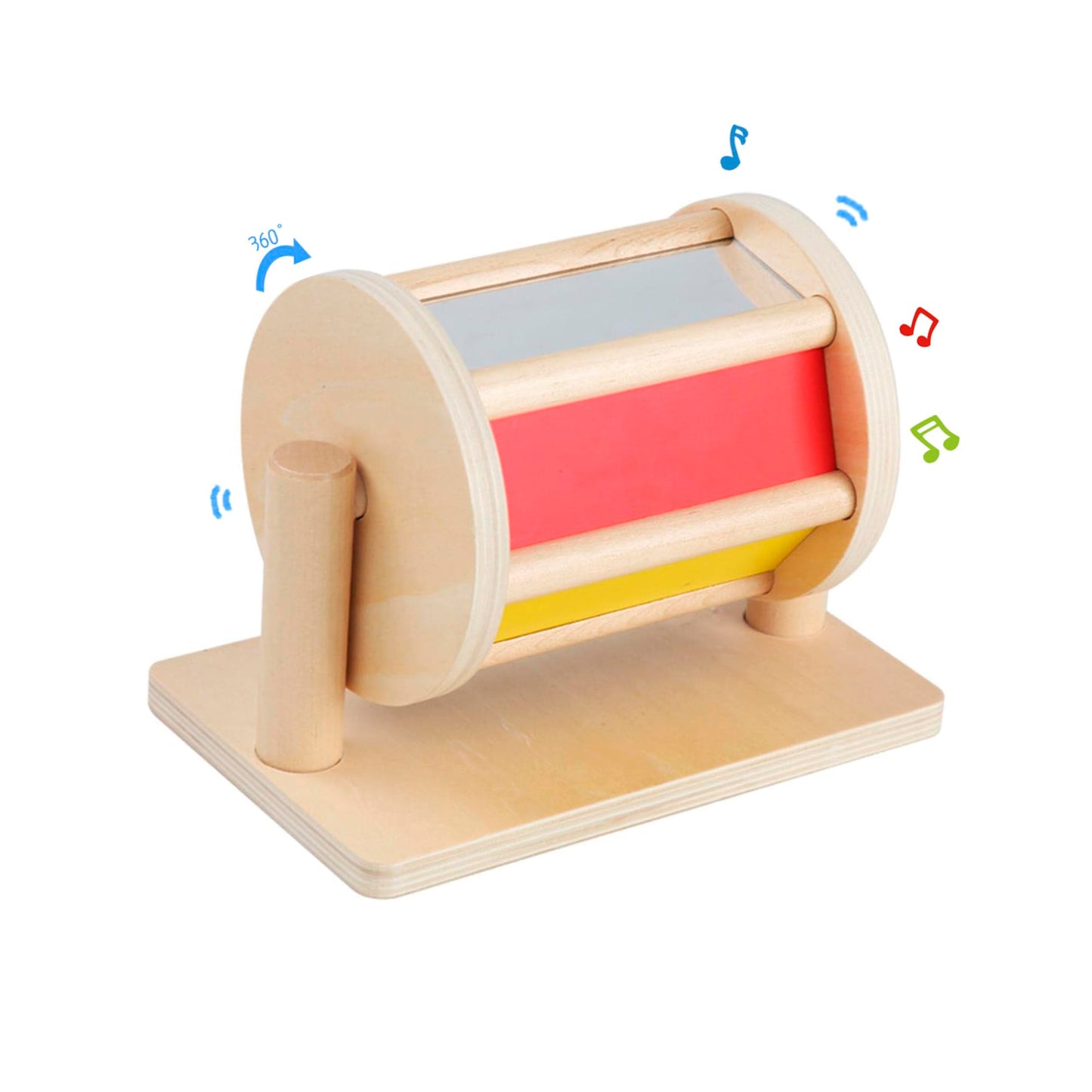YAANI Montessori Spinning Drum is a Montessori toy for infants aged 6-12 months and 1 year old toddlers. It's the best baby gift idea.