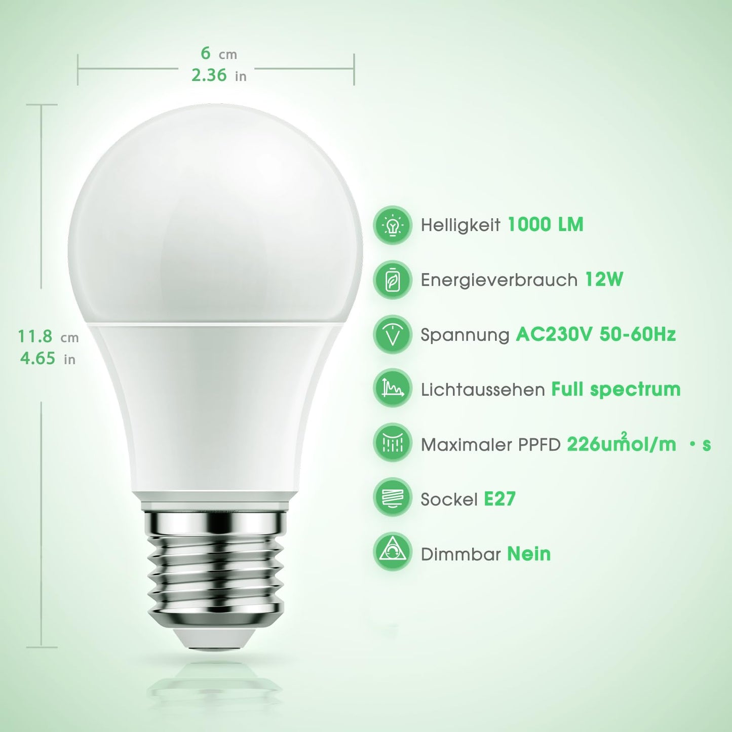 Briignite The light bulb is shining. A plant lamp Plant lamp Full spectrum growth lamp E27 base 12W growth lamp, growth light for indoor plants