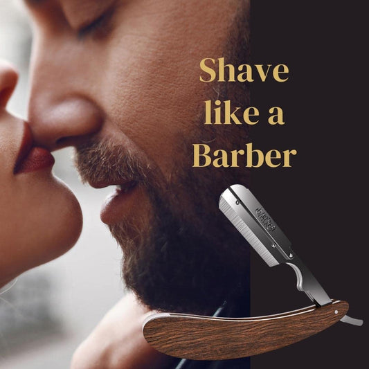 BartZart razor with interchangeable blade system. Premium razor set with wooden handle, including case and razor blades from Astra. Men's razor, beard tool.