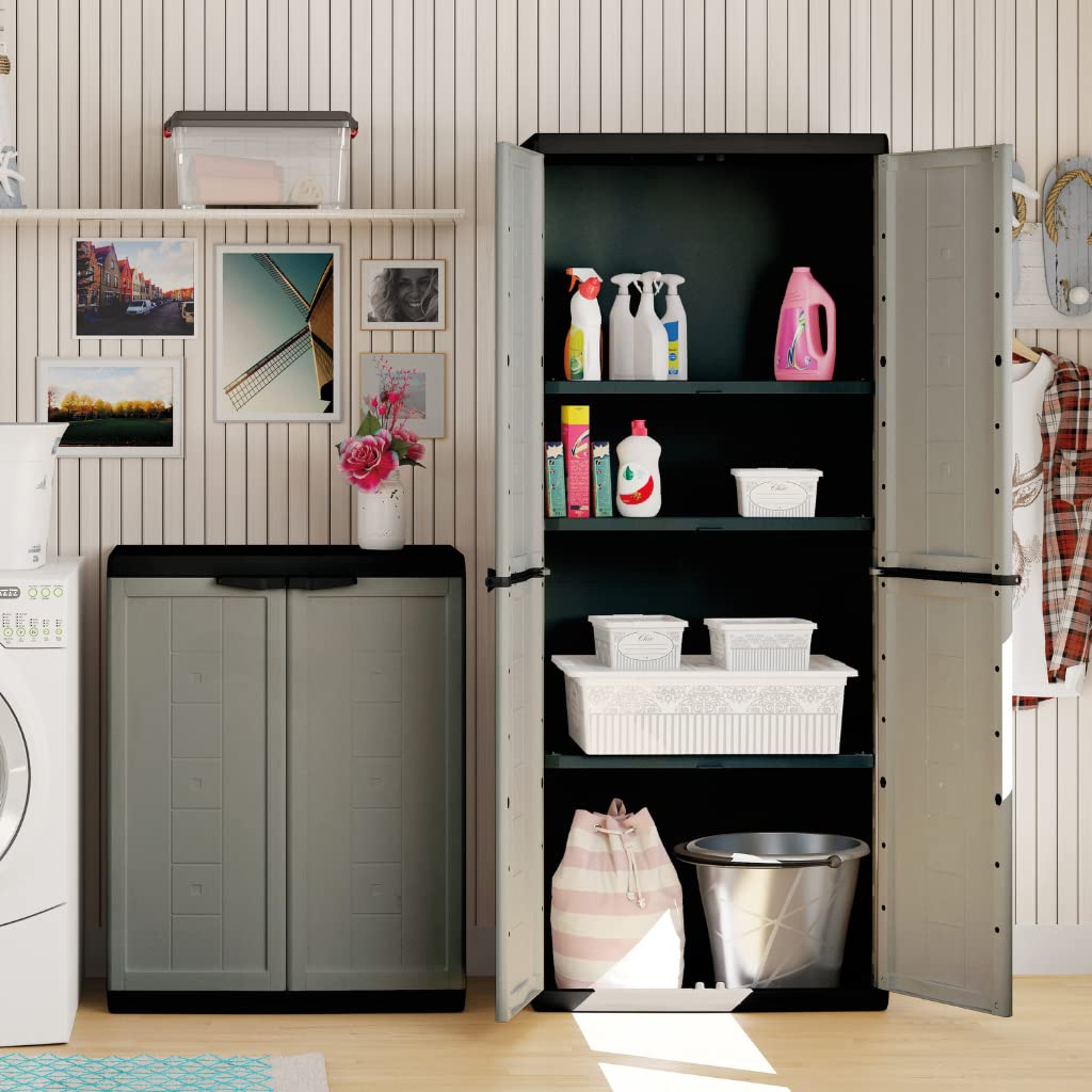 Kis plastic cabinet "Jolly" low, 1 piece, dark gray/black, 9733000 0444 01