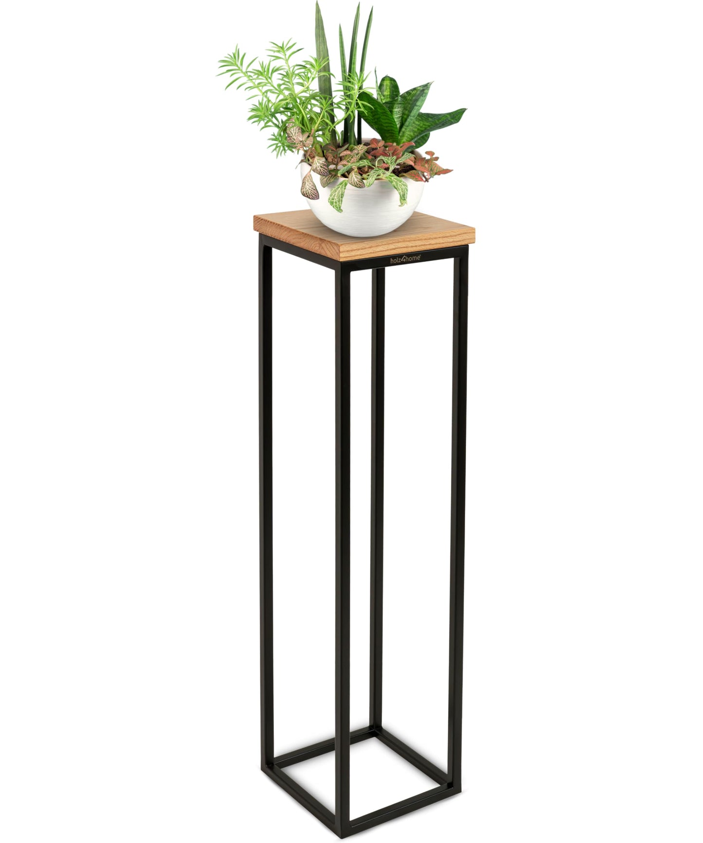 wood4home® Decorative stand made of solid oak wood I Natural oiled flower stand I Height: 90 cm I Decorative column with steel frame I Fully assembled and oiled
