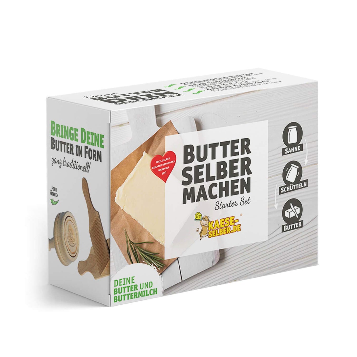 Make your own butter and buttermilk at home with this set (including step-by-step instructions).