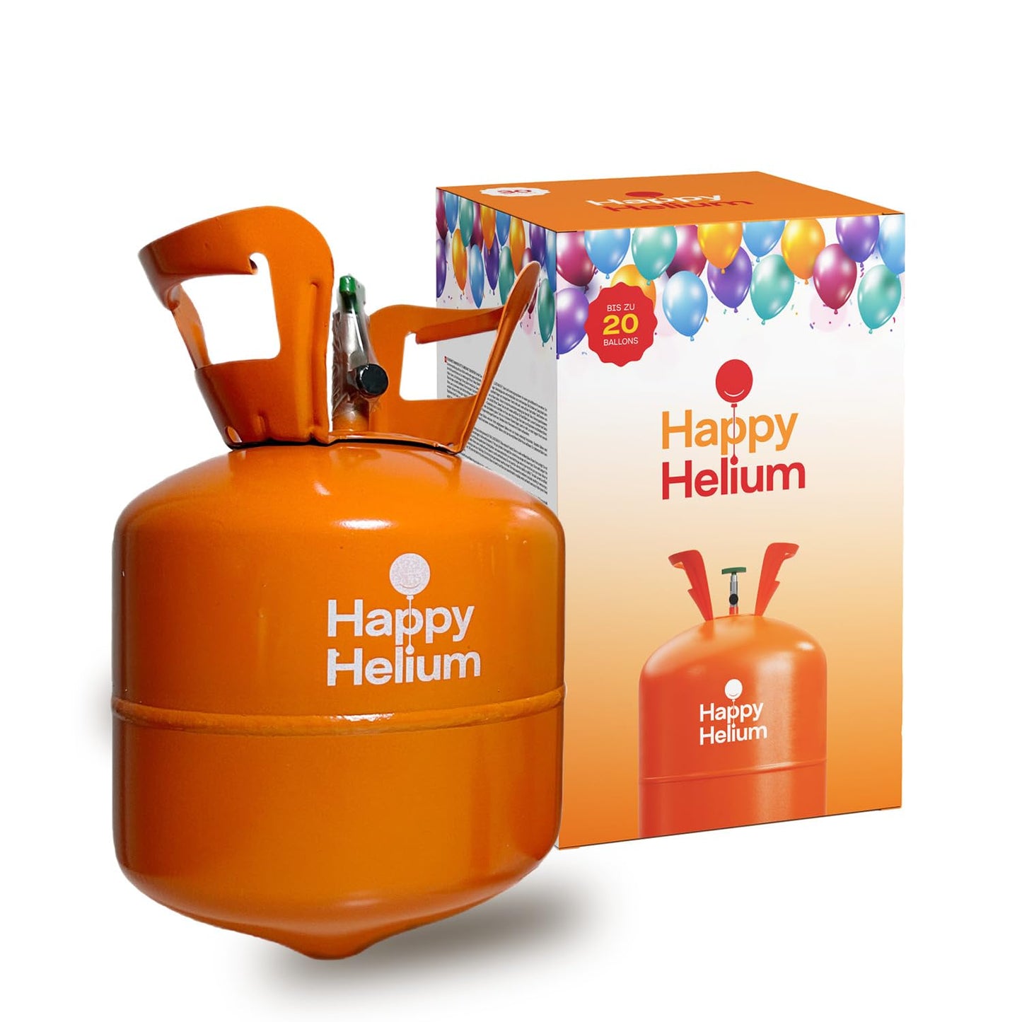 Happy Helium® 2x Balloon Gas Helium for 20 balloons | Helium gas with filling valve - Balloon Gas 140 liters (0.14 m³) for birthday, wedding, party.