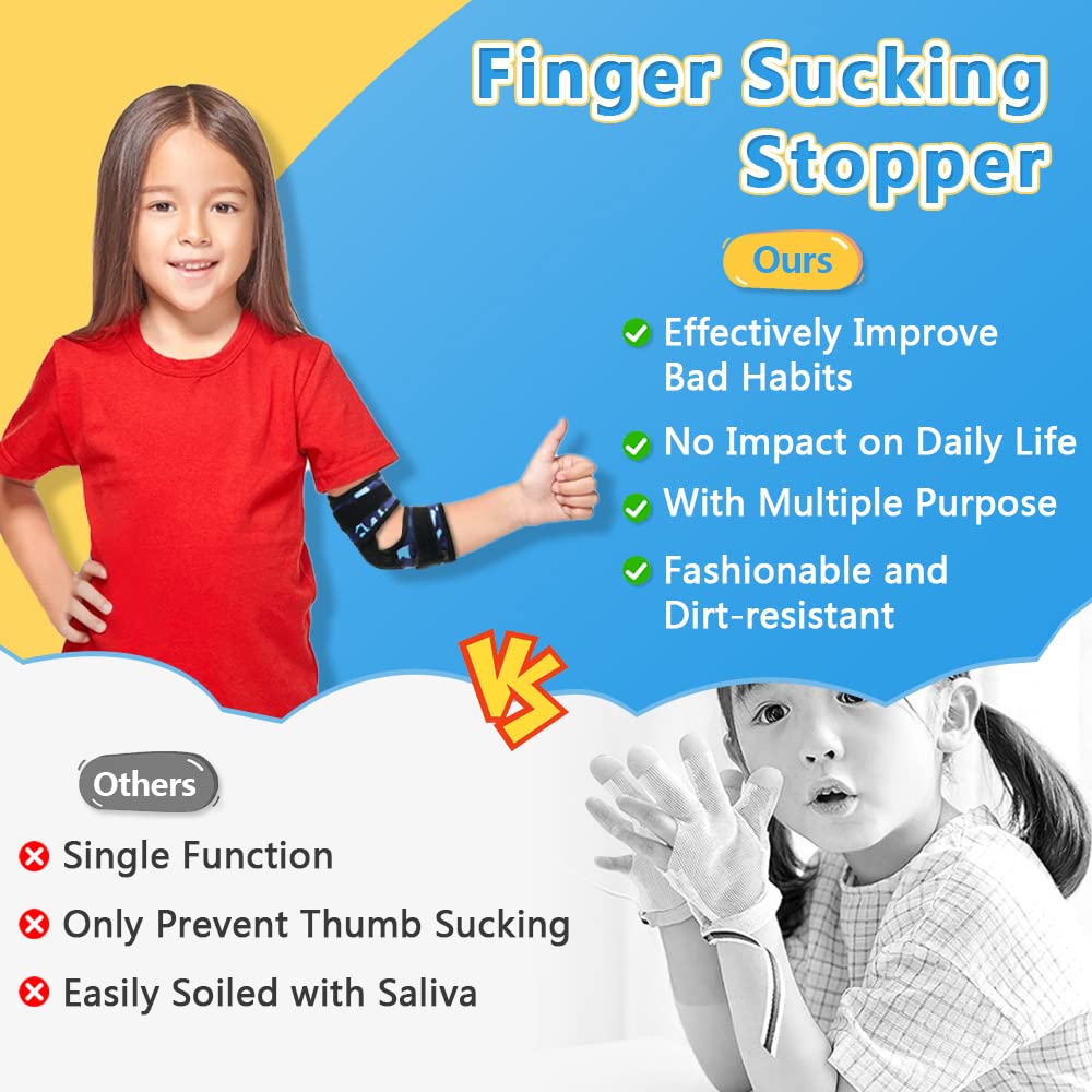 Mybow Thumb Sucking Stop for Kids Finger Nail Biting Prevention Hand Stop Sucking Guard for Toddlers Biting Treatment Kids Elbow Immobilizer Brace Thumb Sucker Stopper (2PCS)