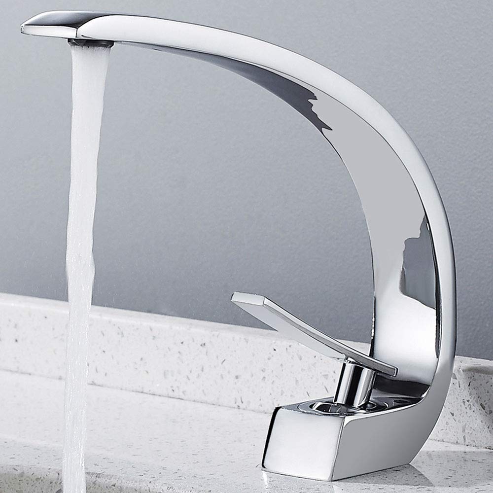 Bathroom faucet Chrome single handle mixer modern for bathroom (Chrome)