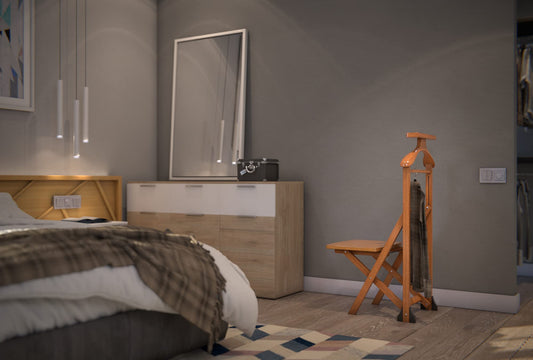 Arredamenti Italia 2007 DUKA coat rack with chair for bedroom, made of wood - Lockable - Cherry wood finish Ar-It the heart of wood.