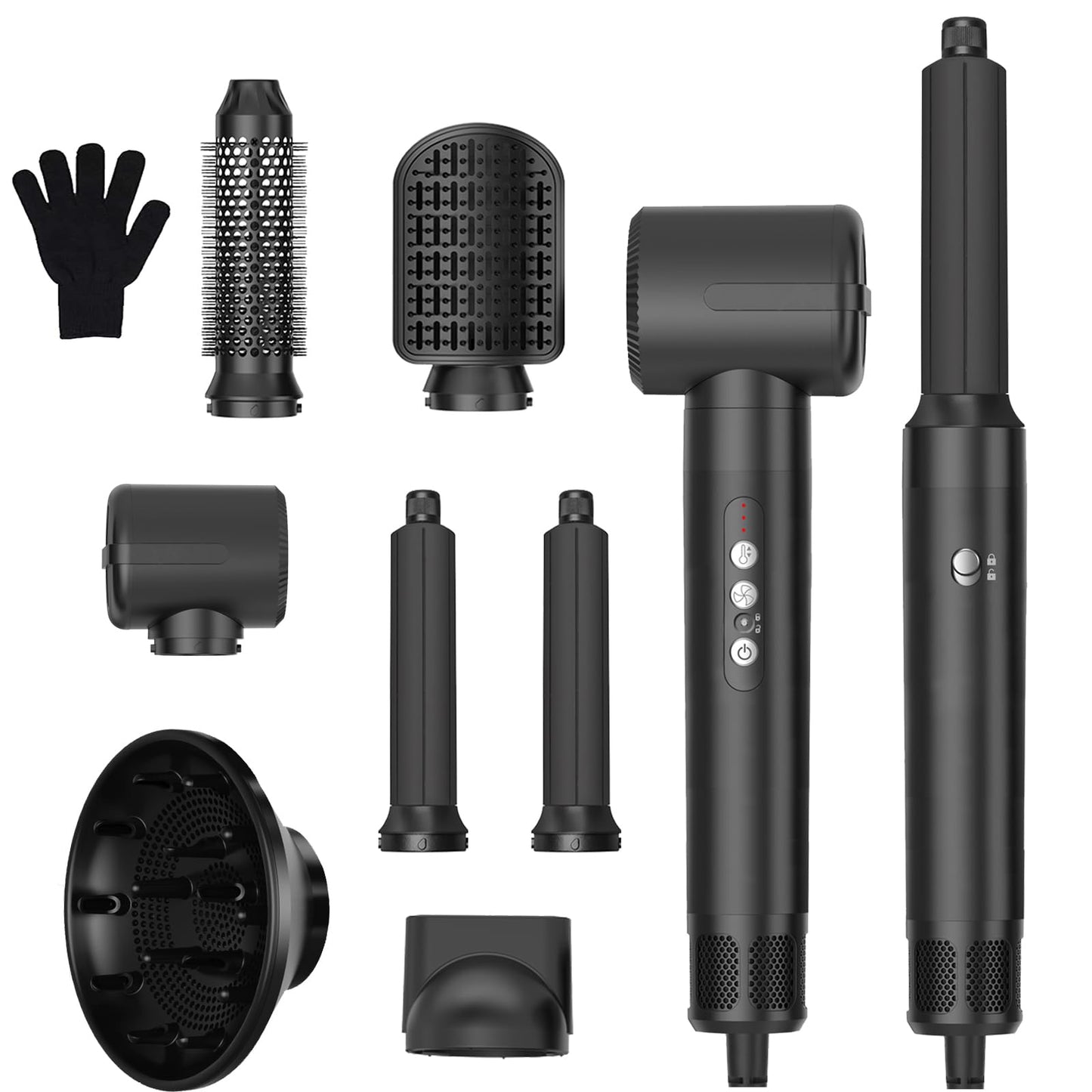 Airstyler 7 in 1, UKLISS 1400w Hair Styler Hot Air Brush, 30mm Air Curler, 3 Temperature Settings Hair Styler, Ion Blow Dryer Brush Set, for drying, curling, straightening hair.