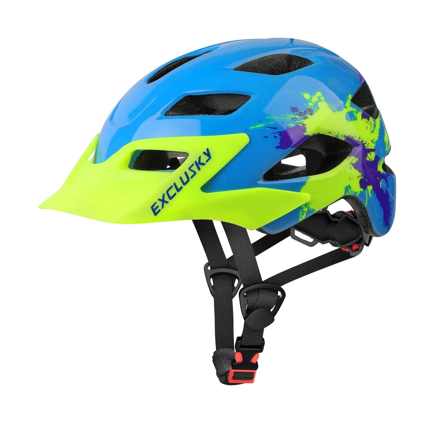Exclusky kids bike helmet for boys and girls, suitable for BMX, skating, adjustable for ages 5-13, head circumference 50-57CM.