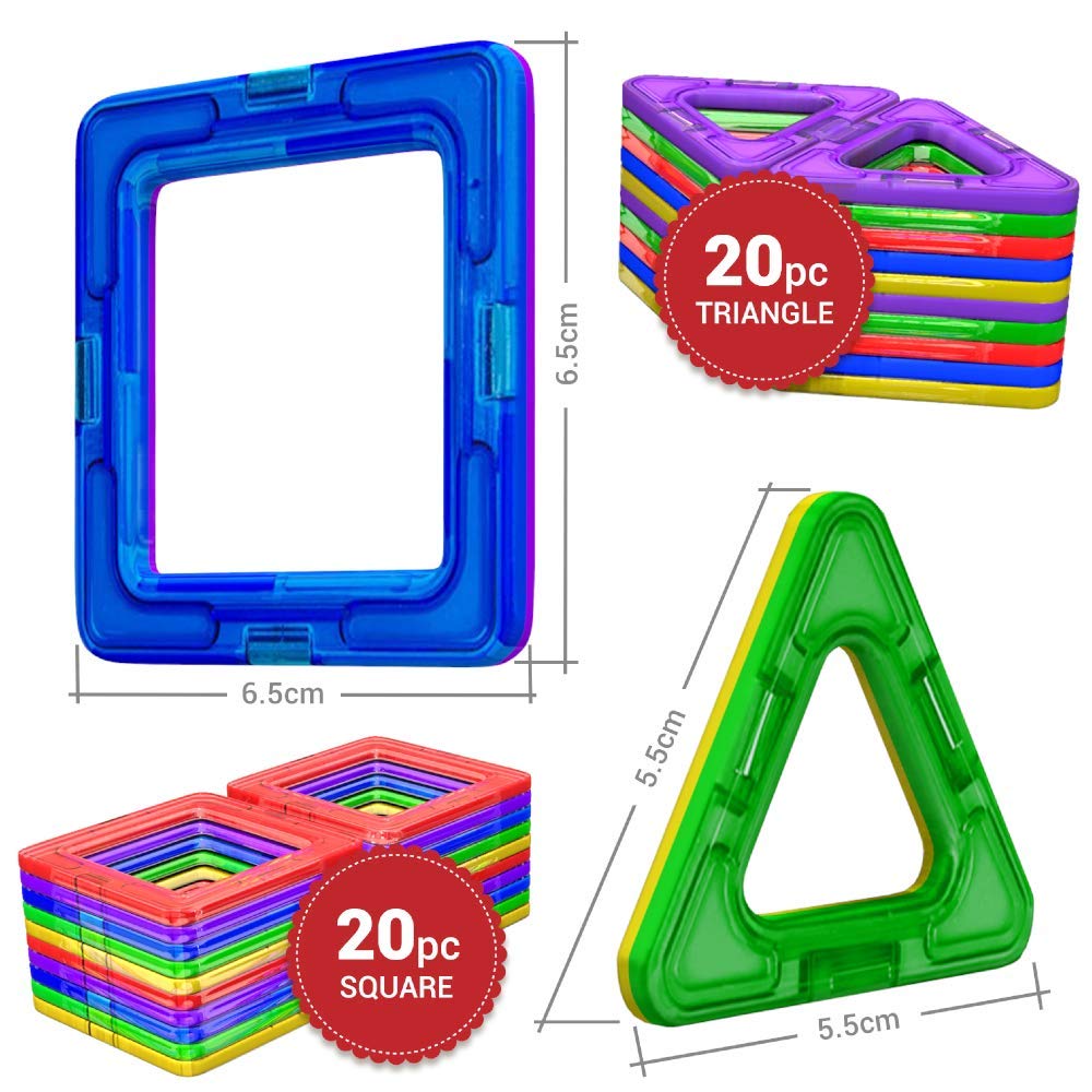 Magnetic building blocks Magnet Montessori toy for kids 40pc set Suitable for ages 3-8, ideal educational toy for boys girls gift