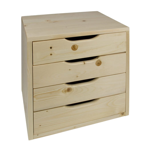 Wooden drawer box, wooden storage box, drawer cabinet with 4 drawers.