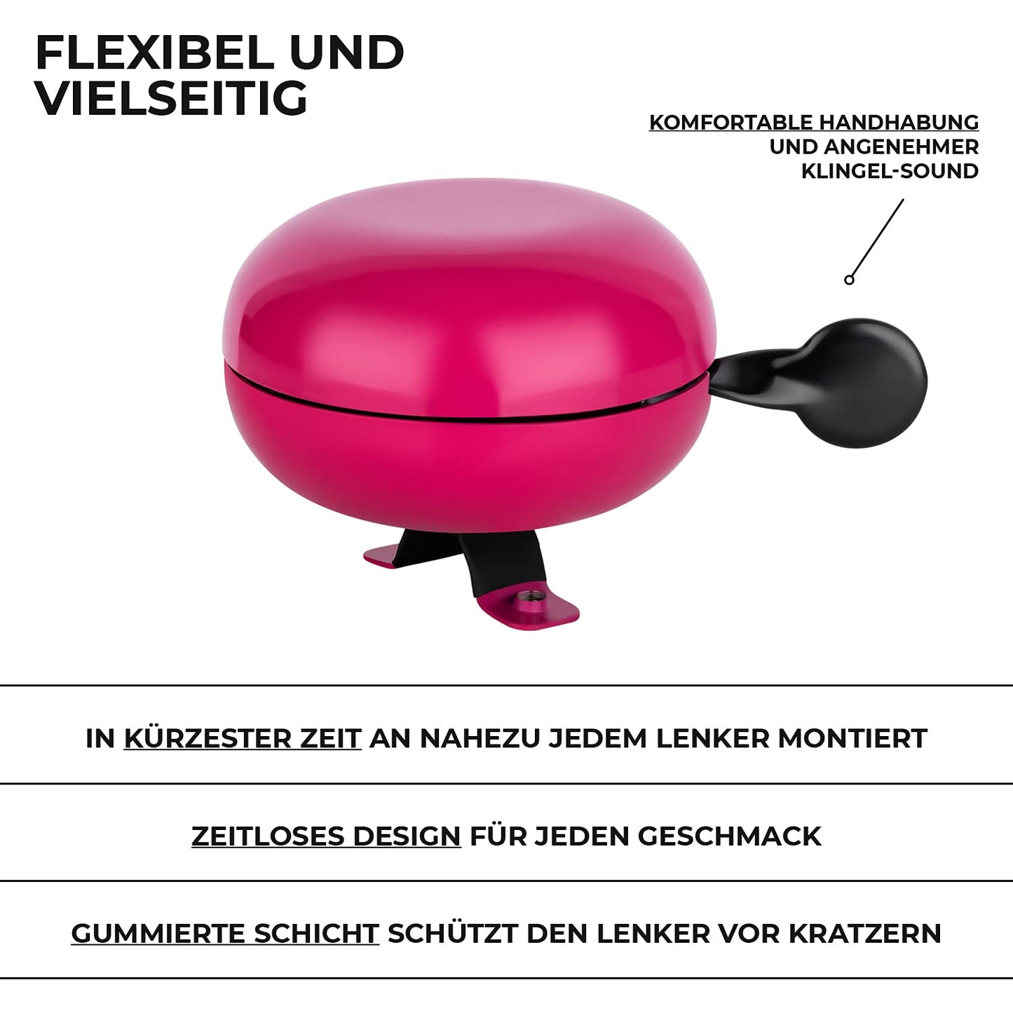 URBAN BIKE Bicycle Bell Big Mama, Bell for Dutch bike or women's bike (pink)