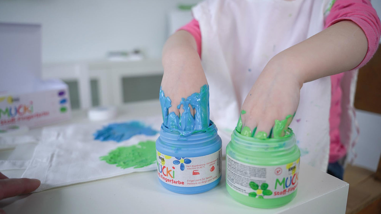 Kreul 23050 - Mucki finger paint for happy children & 2314 - Mucki luminous finger paint, 4 x 150 ml