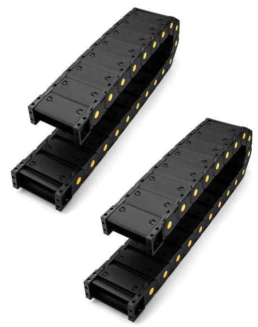 QWORK Nested semi-open plastic cable drag chain, flexible closed twist chains, 2 pieces, wire carrier toughness, closed chain for 3D printer parts, CNC-3D electric machines.